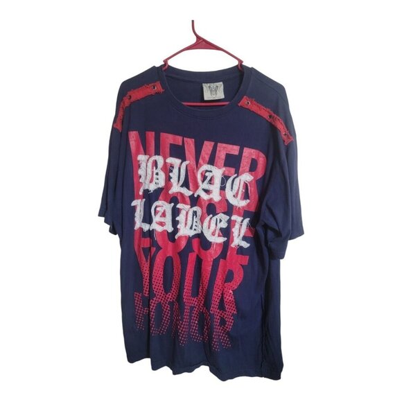 Black Label Other - Vintage Black Label Shirt Mens 3XL Blue Y2k 2000s Hip Hop Retro Grunge Oversized